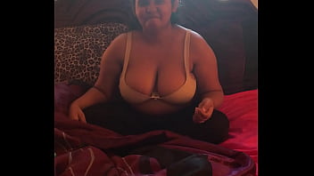 huge boob lady gets on bus in see thru top and braless