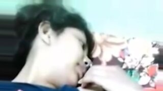 young asian girl having sex with older girl fucking pussies with doubledildos on the bed in the bedr