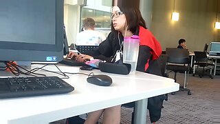 girl on webcam anal in library